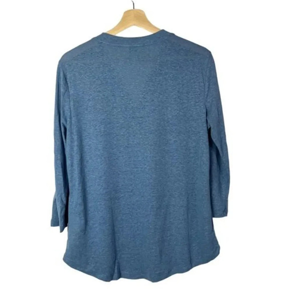 Orvis Blue Linen V-Neck Relaxed Fit Blouse M - Picture 2 of 3